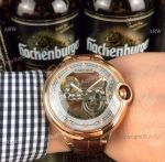 Clone Cartier Ballon Bleu Skeleton men Watch - Rose Gold 43mm